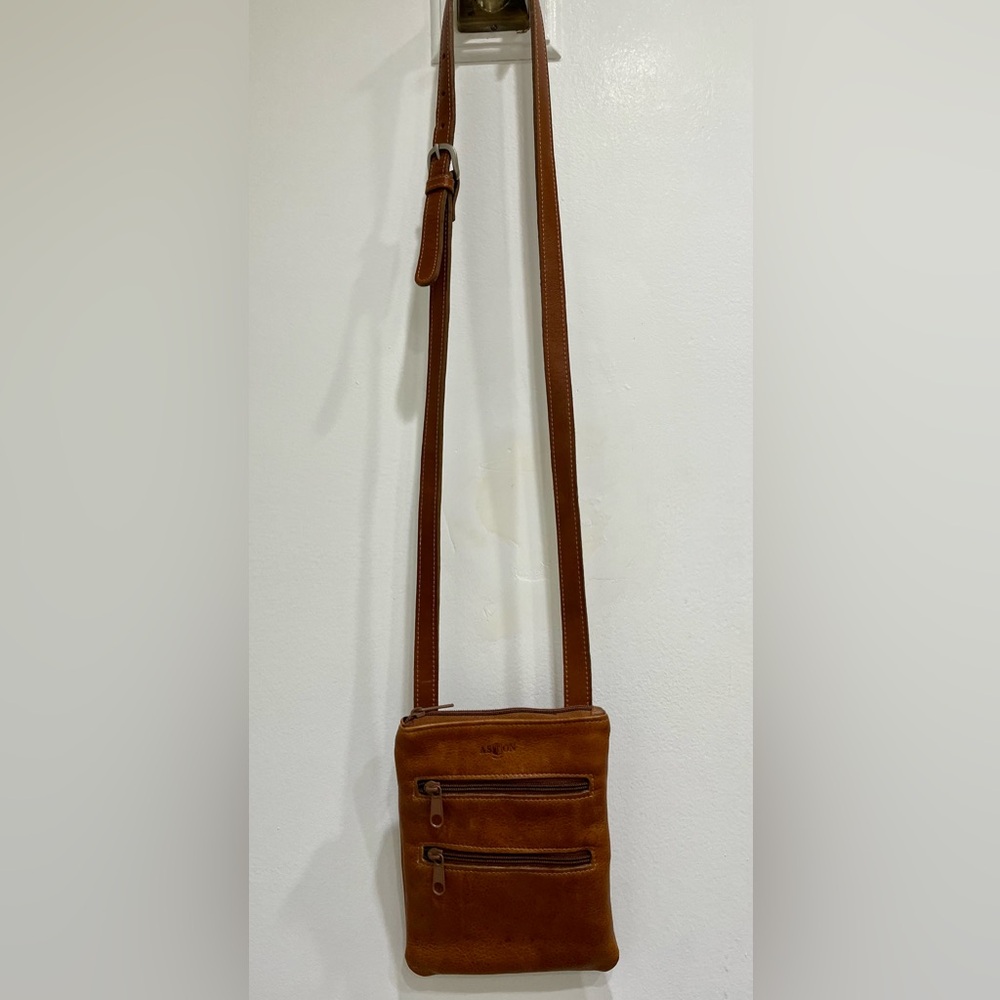 Aston Made in USA🇺🇸Leather Cognac Bag - Picture 5 of 14